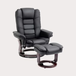 HOMCOM Manual Recliner and Footrest Leather Swivel Chairs
