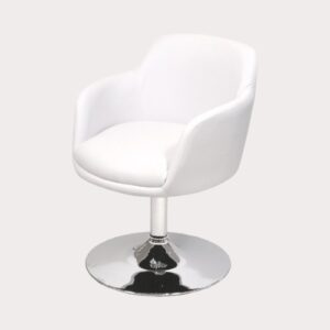Febland White Bucketeer leather Swivel Chair